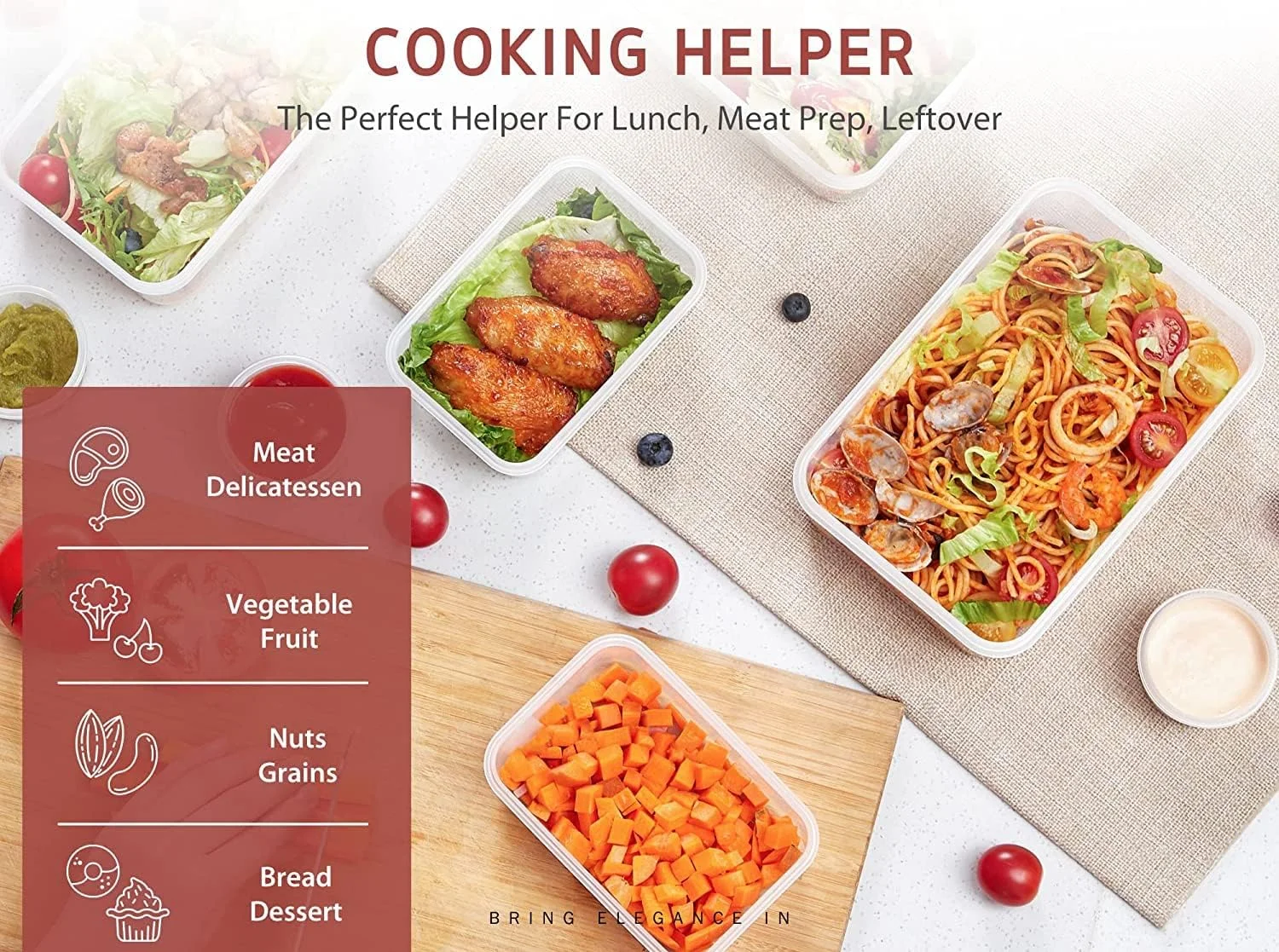 ظرف آماده سازی غذا TYCOM، ست 12 عددی ظروف نگهداری مواد غذایی درب دار، ظروف پلاستیکی قابل استفاده مجدد، جعبه های سازمان دهنده آشپزخانه قابل چیدن، ظروف Tupperware، فاقد BPA و قابل استفاده در مایکروویو، فریزر و ماشین ظرفشویی