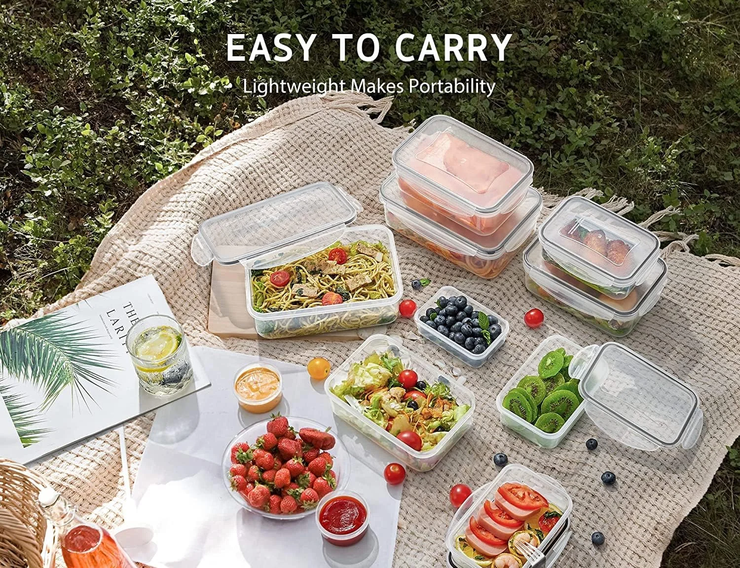 ظرف آماده سازی غذا TYCOM، ست 12 عددی ظروف نگهداری مواد غذایی درب دار، ظروف پلاستیکی قابل استفاده مجدد، جعبه های سازمان دهنده آشپزخانه قابل چیدن، ظروف Tupperware، فاقد BPA و قابل استفاده در مایکروویو، فریزر و ماشین ظرفشویی