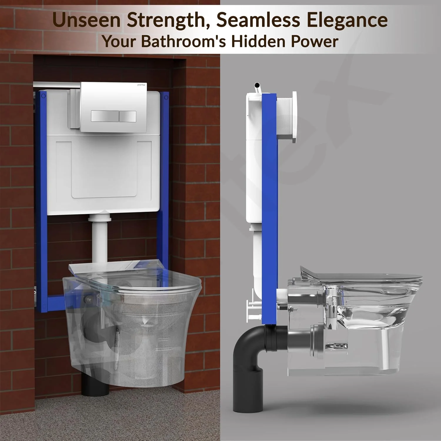 فلاش تانک توکار Plantex برای توالت/سیفون تخلیه با ظرفیت آب 8 لیتری با نیم فریم/مخزن باریک و شیک با صفحه فلاش/سیفون توکار (بسته 1 عددی)