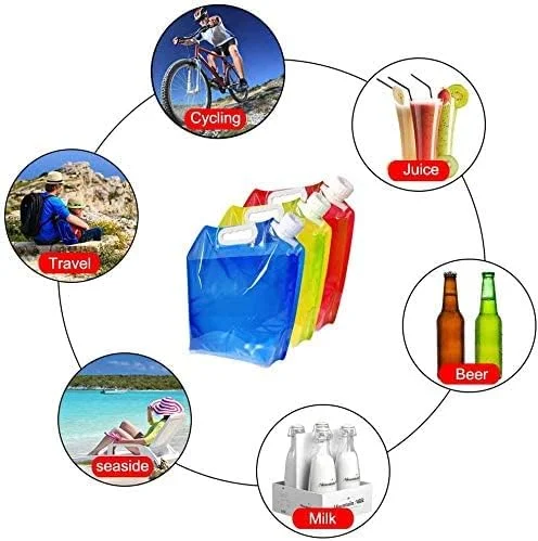 کیسه ذخیره آب تاشو قابل حمل (5 لیتری) - مجموعه 3 عددی