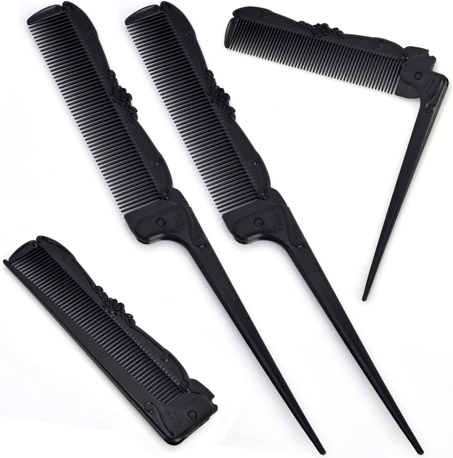 اوکیدزمال شانه موی دم موشی رز سیاه زنانه، تاشو کوچک، بسته مسافرتی 2 عددی