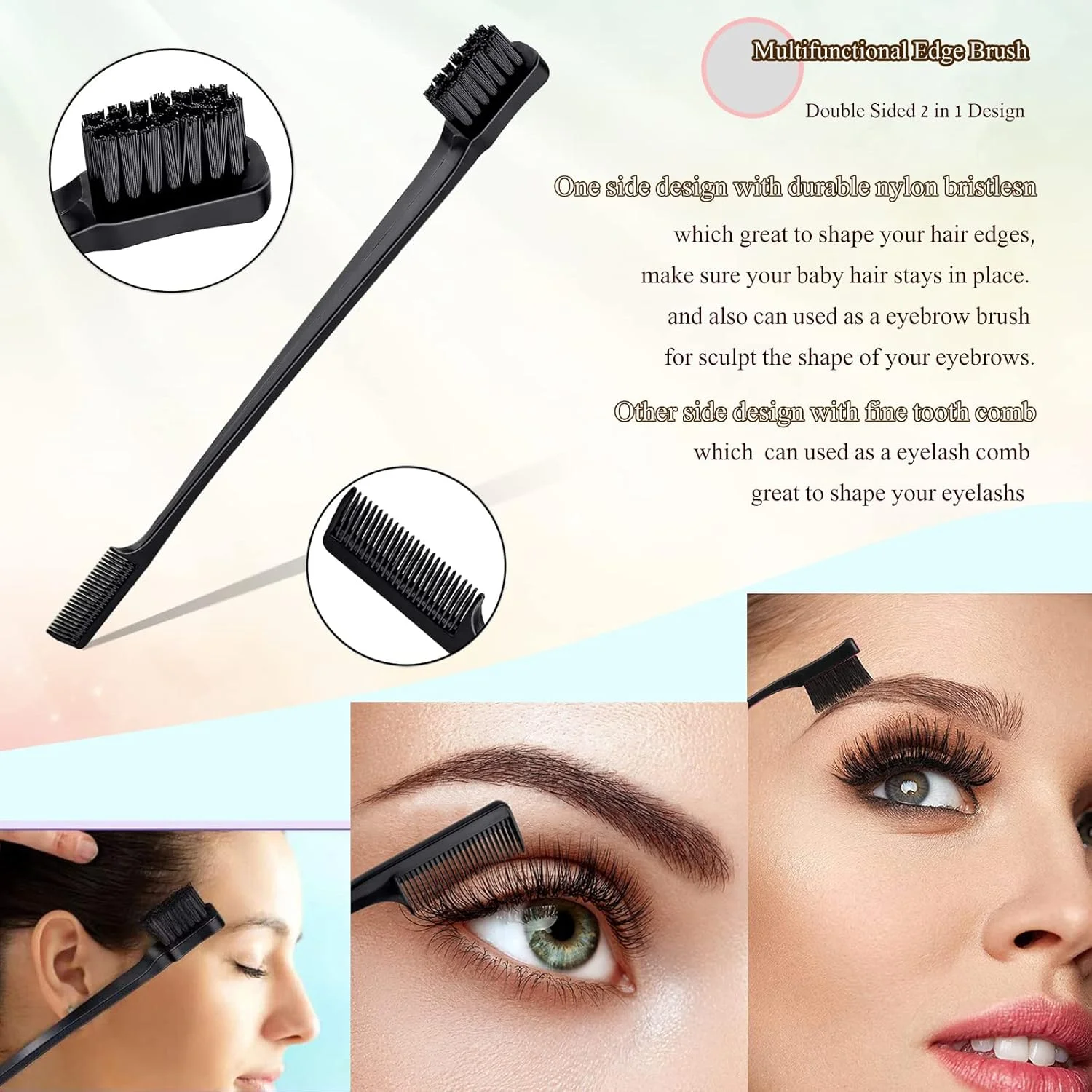 مجموعه برس مو ONVIPSTOO شامل برس لبه مو، برس پوش دهنده، شانه دندانه پهن، شانه دم موشی و گیره مو برای زنان، کودکان و نوزادان دختر، مناسب برای صاف کردن، شانه زدن و حالت دادن به مو (مشکی سایز کوچک)