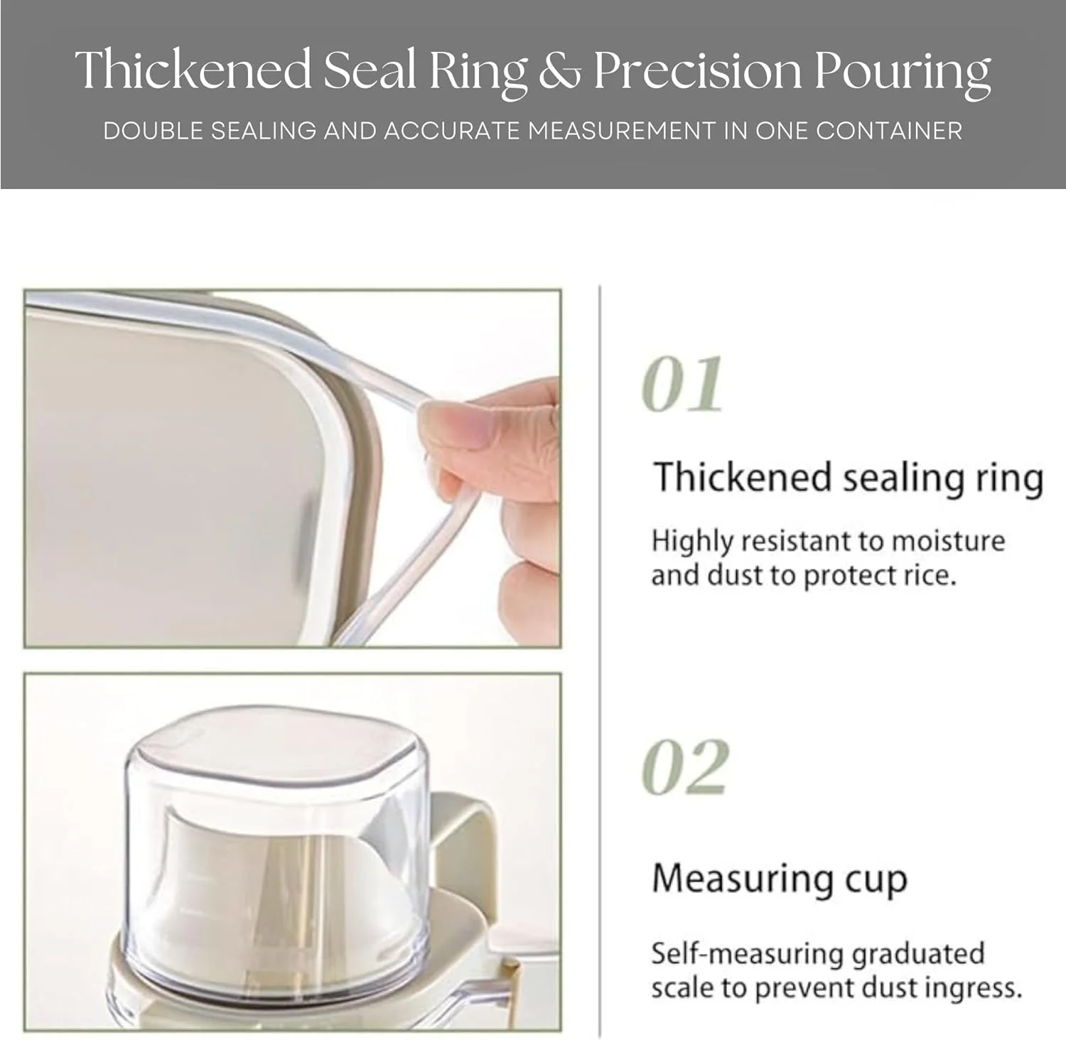 ست ظروف نگهداری غلات پلاستیکی درب دار ELSIM شامل دو عدد - 2800 میلی لیتر + 2000 میلی لیتر، ظروف نگهداری مواد غذایی بدون BPA با درب - ظروف برنج ضد رطوبت برای نگهداری در آشپزخانه، انبار و سازماندهی