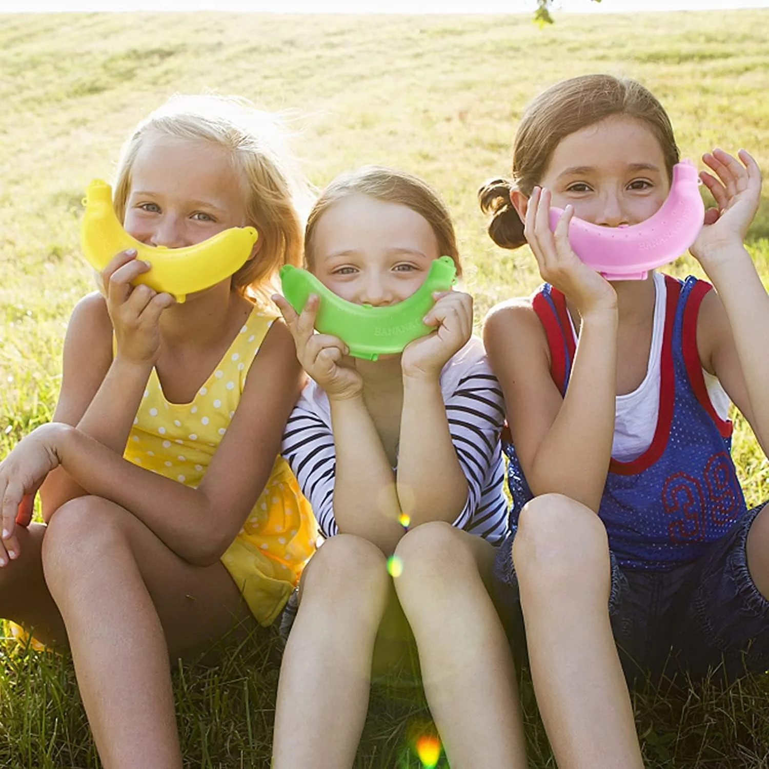 محافظ موز ELECDON، جعبه محافظ پلاستیکی موز، ظرف نگهدارنده جعبه ناهار، کیف حمل موز، کیف پلاستیکی، کیف نگهداری میوه و ناهار، جعبه ضد له شدن، 3 عدد (صورتی/زرد/سبز)