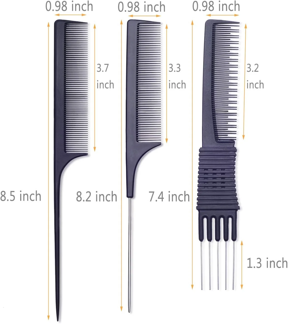 شانه پوش دهنده مو Perfehair برای موهای نازک، (بسته 3 عددی) شانه های دم موشی برای حجم دهی، جدا کردن و ایجاد موج.