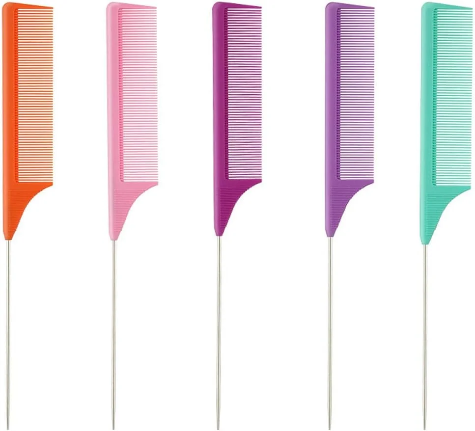 شانه دم موشی فلزی دندانه ریز حرفه ای آرایشگری و حالت دهی مو