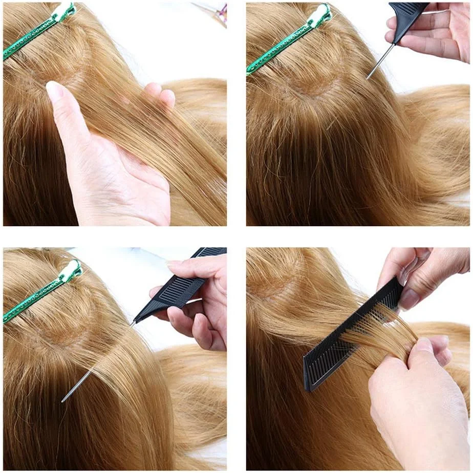 شانه دم موشی فلزی دندانه ریز حرفه ای آرایشگری و حالت دهی مو