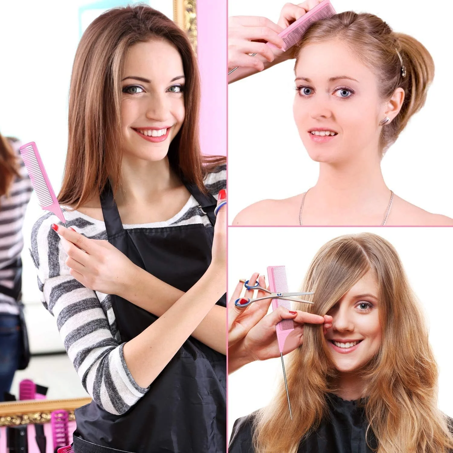 شانه دم موشی فلزی دندانه ریز حرفه ای آرایشگری و حالت دهی مو