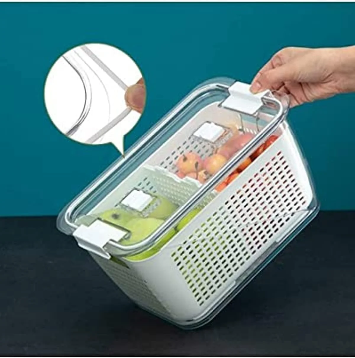 ظرف نگهداری کوچک یخچال هوم اسمیتس با سبد میوه دو لایه 14 × 9.5 × 9 سانتی متر