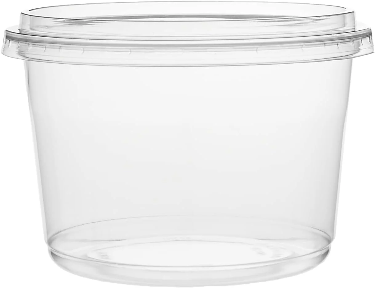 ظرف دلی یکبار مصرف Hotpack، PET شفاف، برای نگهداری مواد غذایی، ظرف گرد با درب، 16 اونس، 10 عدد