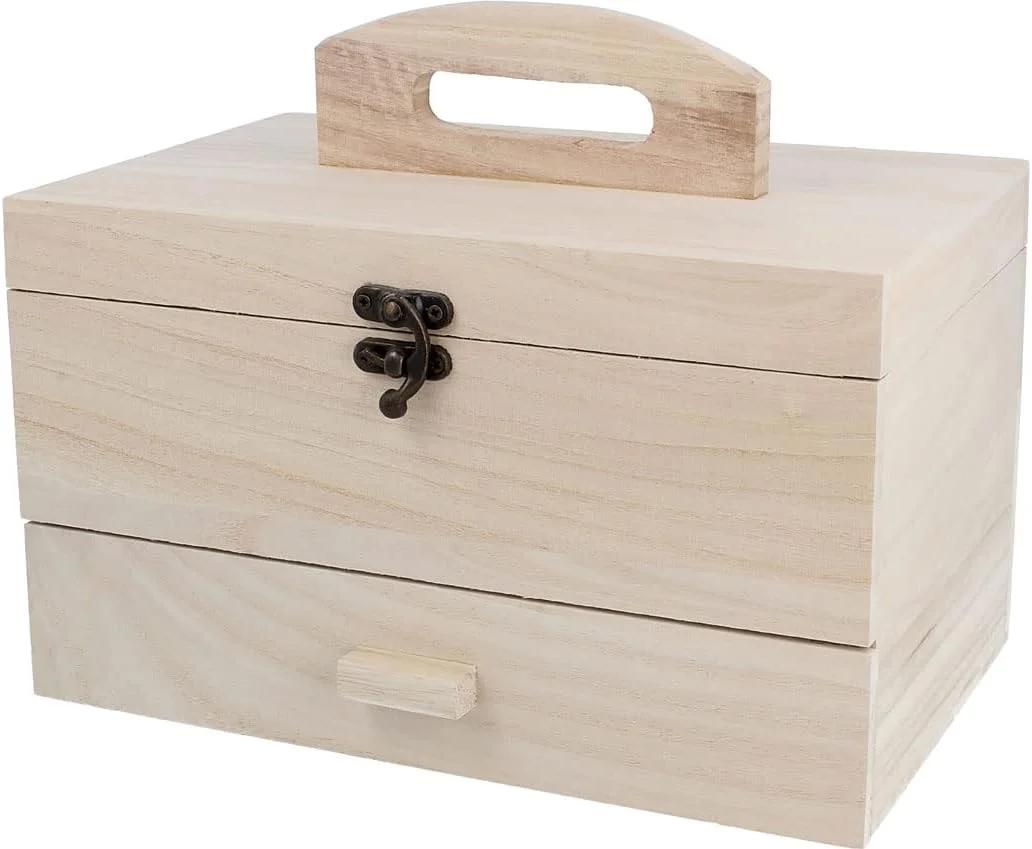 جعبه خیاطی چوبی INNSPIRO 201 مدل Floss Wood با کشو، 25 x 16.5 x 15 سانتی متر