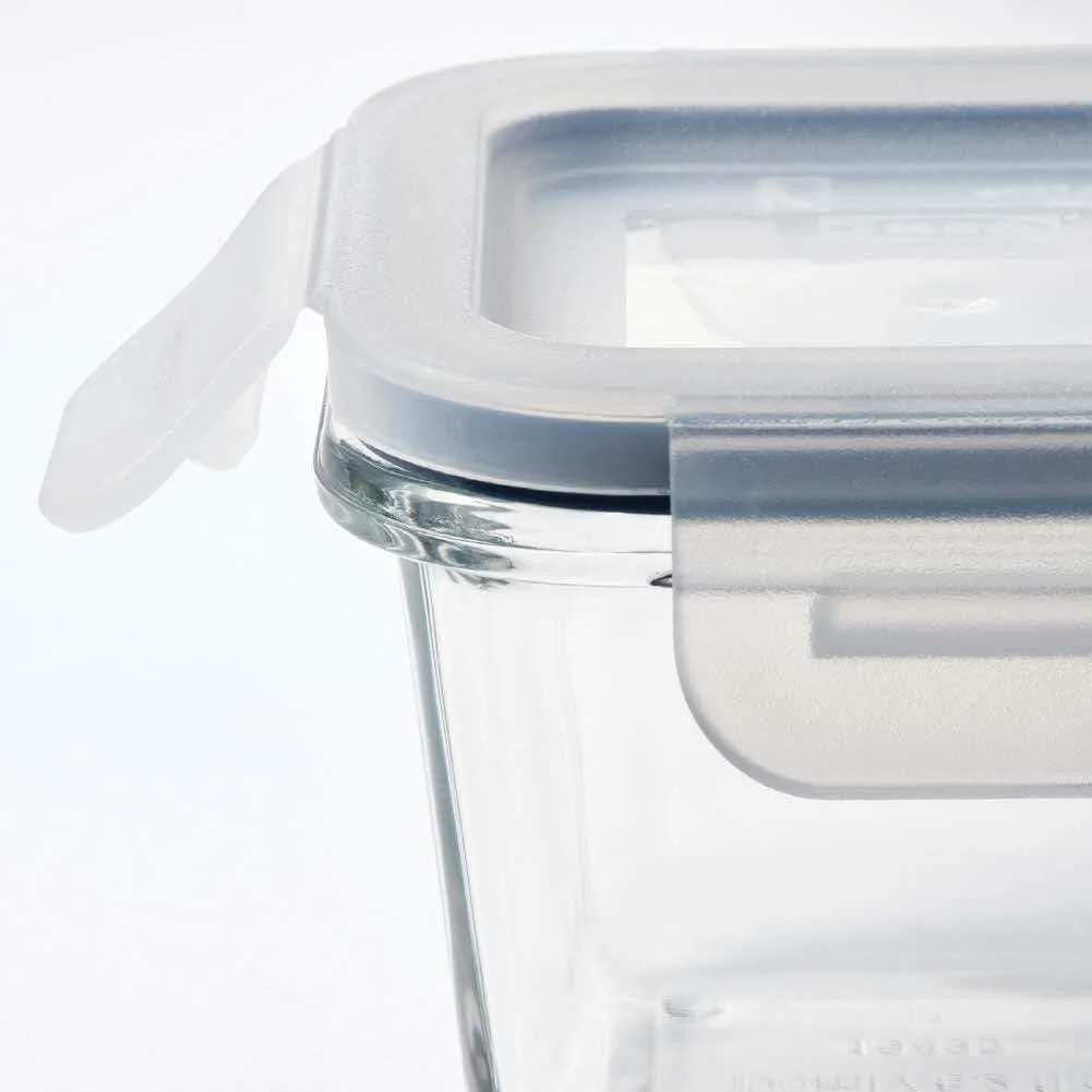 ظرف غذای درب دار ایکیا آسیا 365+، شیشه ای مربع 180 میلی لیتر، مجموعه 3 عددی