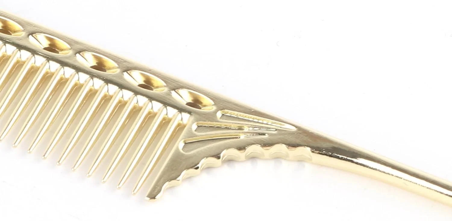 شانه دم موشی، شانه فلزی دم موشی حرفه ای آلومینیومی مناسب آرایشگاه و استفاده شخصی (طلایی)