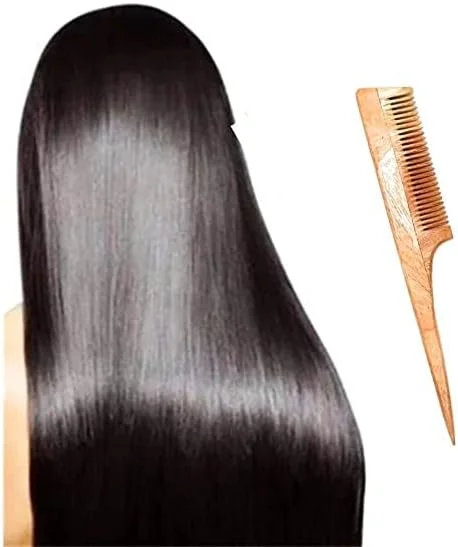 محصولات روپا مولیوان شانه مو چوبی چوب چریش سازگار با محیط زیست - شانه چوبی موی طبیعی چوب چریش ضد الکتریسیته ساکن با رایحه طبیعی برای دختران و زنان (دم موشی)