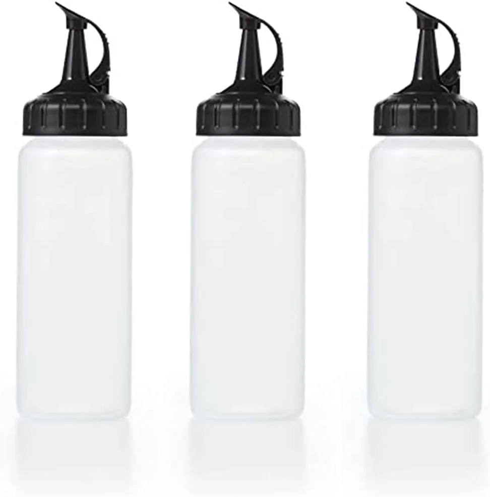 بطری فشاری چاشنی پلاستیکی ممتاز KASTWAVE، 3 عددی، مناسب برای چاشنی، رنگ، روغن، سس، سس سالاد، صنایع دستی، درجه غذایی - شامل قیف (175 میلی لیتر)