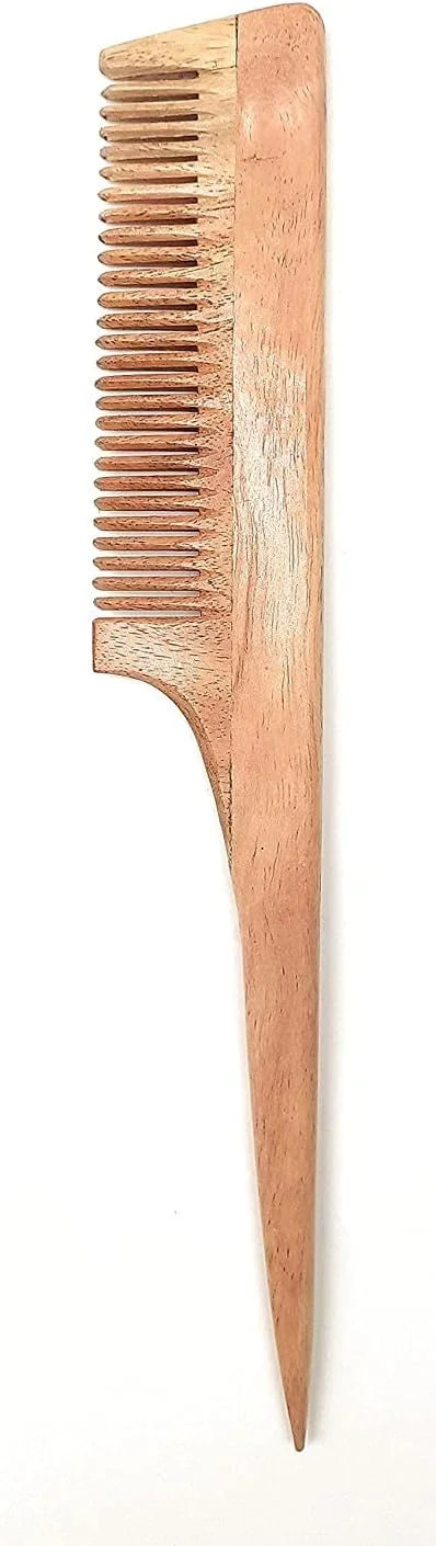 محصولات روپا مولیوان شانه مو چوبی چوب چریش سازگار با محیط زیست - شانه چوبی موی طبیعی چوب چریش ضد الکتریسیته ساکن با رایحه طبیعی برای دختران و زنان (دم موشی)