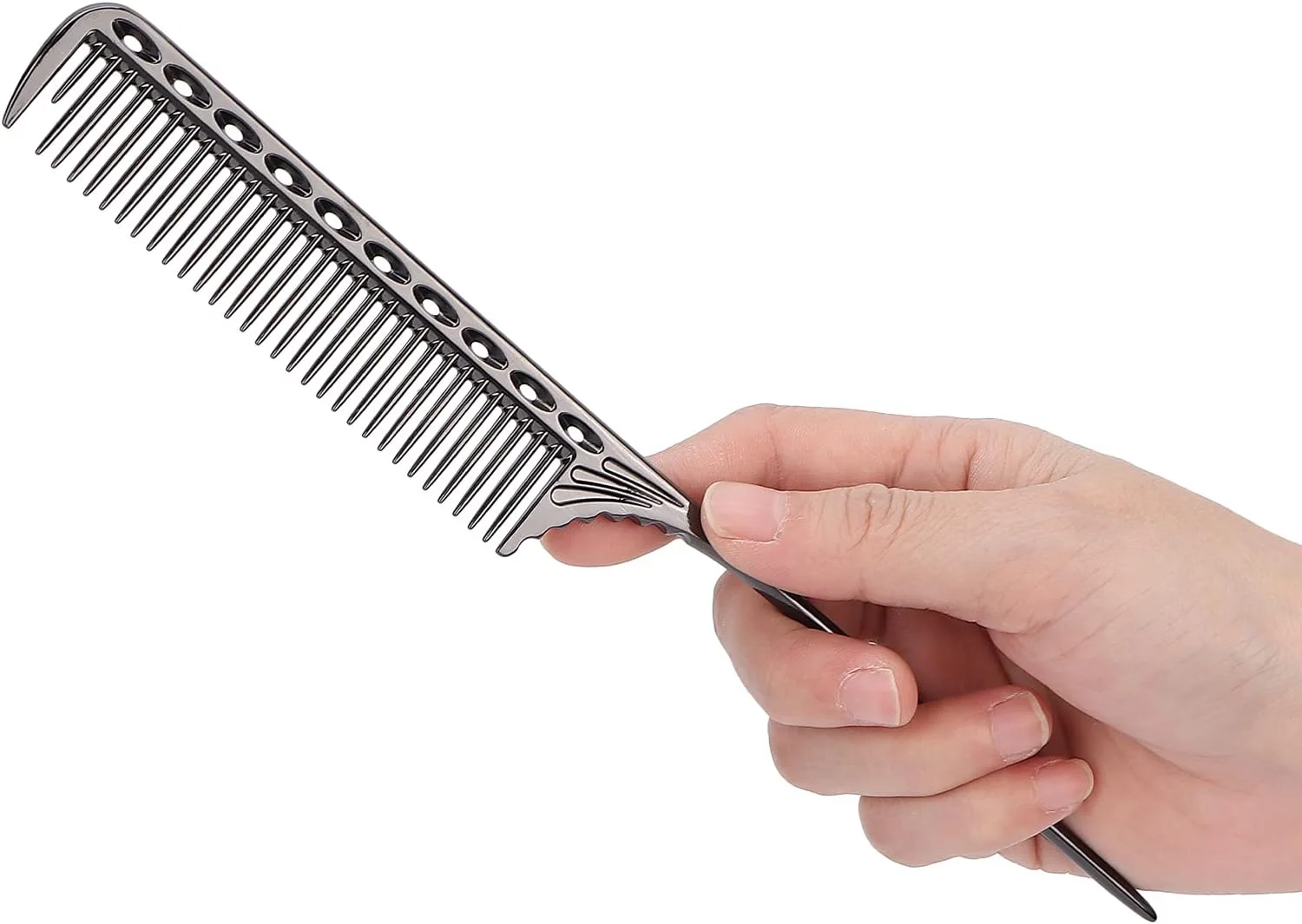 شانه دم موشی، شانه حالت دهنده حرفه ای آرایشگاهی، شانه فلزی آلومینیومی، ابزار حالت دهنده قابل حمل (مشکی)