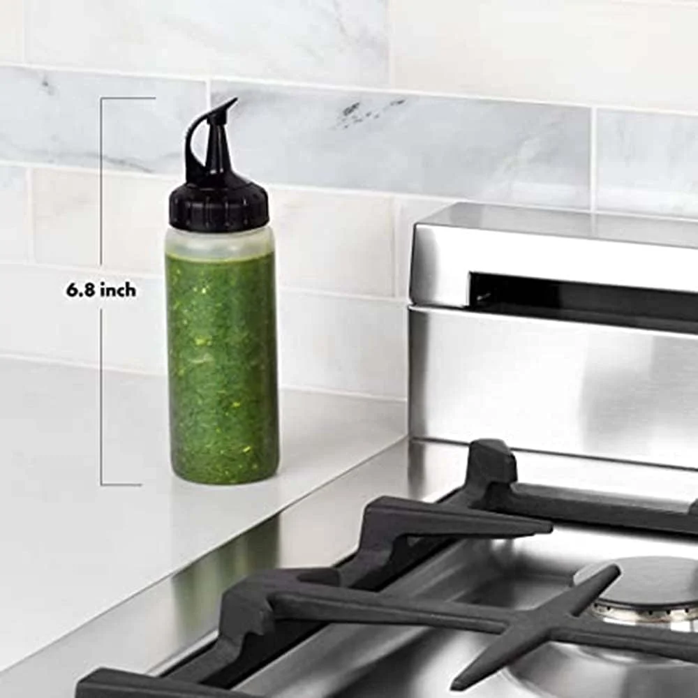 بطری فشاری چاشنی پلاستیکی ممتاز KASTWAVE، 3 عددی، مناسب برای چاشنی، رنگ، روغن، سس، سس سالاد، صنایع دستی، درجه غذایی - شامل قیف (175 میلی لیتر)