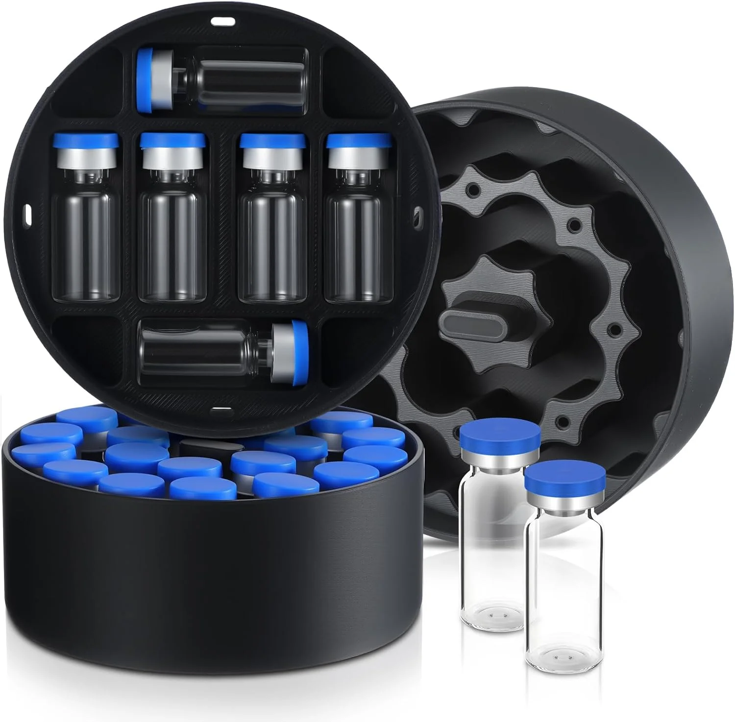 محفظه نگهدارنده ویال 3 میلی لیتری LemonRoad برای شیشه غذای 32 اونسی، نگهدارنده 48 ویال، کیت سازمان دهنده 3 تکه برای سلامتی، مسافرت یا استفاده در یخچال (مشکی)