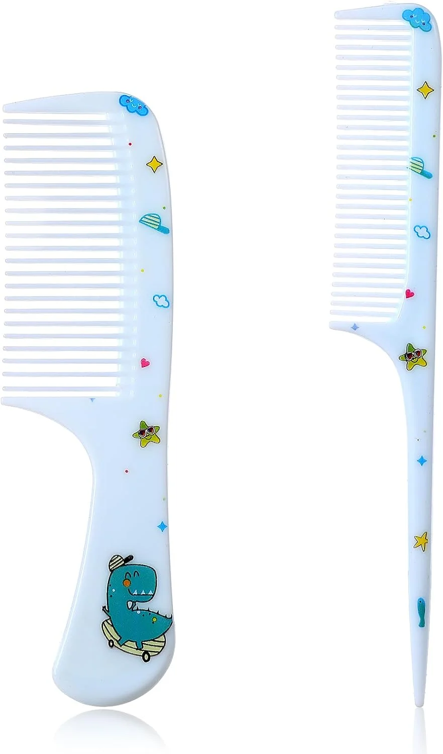 ست شانه مو کیوت استیکونزر، 2 عدد شانه مینی برای زنان، شانه های دندانه ریز دم موشی، شانه باز کننده گره مو قابل حمل برای زنان دختران انواع مو موهای بلند کوتاه خیس خشک مجعد صاف (دایناسور آبی)