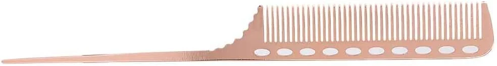 شانه حالت دهنده مو شانه فلزی آلومینیومی شانه دم باریک ابزار آرایشگاهی شانه آرایشگاه ابزار آرایشگری شانه آرایشگر شانه موی صاف استفاده حرفه ای استفاده شخصی مردانه زنانه (رزگلد)