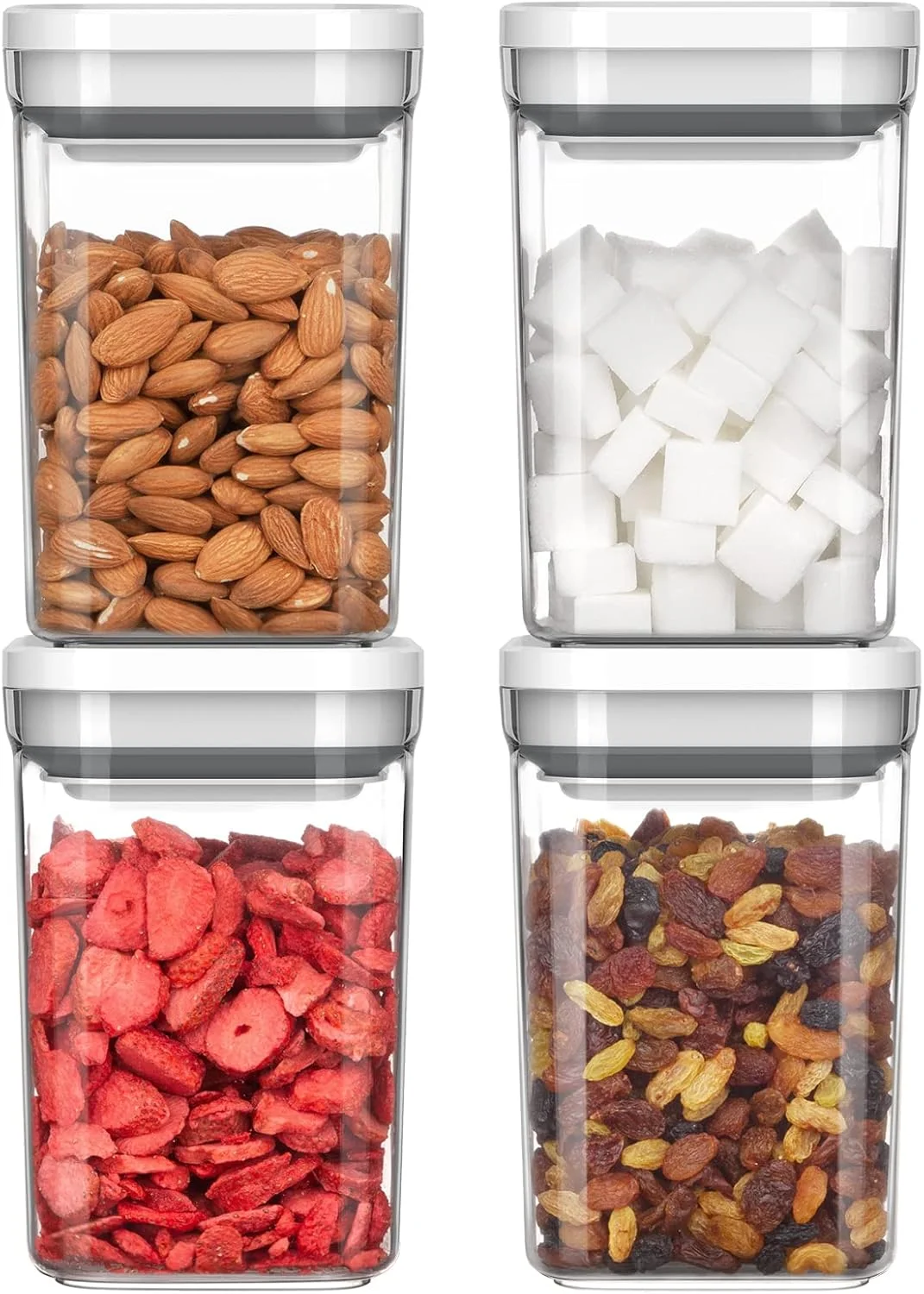 مجموعه 4 عددی ظروف نگهداری مواد غذایی درب دار MR.SIGA، ظروف سازمانی آشپزخانه بدون BPA با درب های ضد نشت یک دستی، 1 لیتر / 33.8 اونس، متوسط، سفید