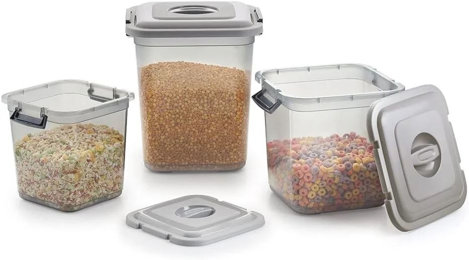 ظرف غذای ناکودا، ظرف روزمره، ظرف نگهداری آشپزخانه - رنگ های متنوع، ست 3 عددی 5 لیتری، 8 لیتری، 13 لیتری