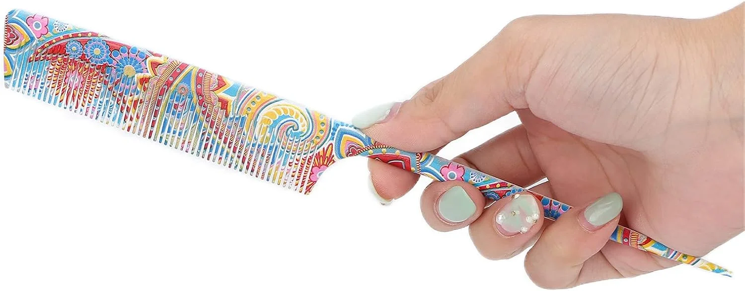 شانه دم موشی تیهبیان، طراحی دقیق با دندانه های ظریف، مناسب برای حالت دادن و آرایش مو (شانه نوک تیز طرح گل کمر)