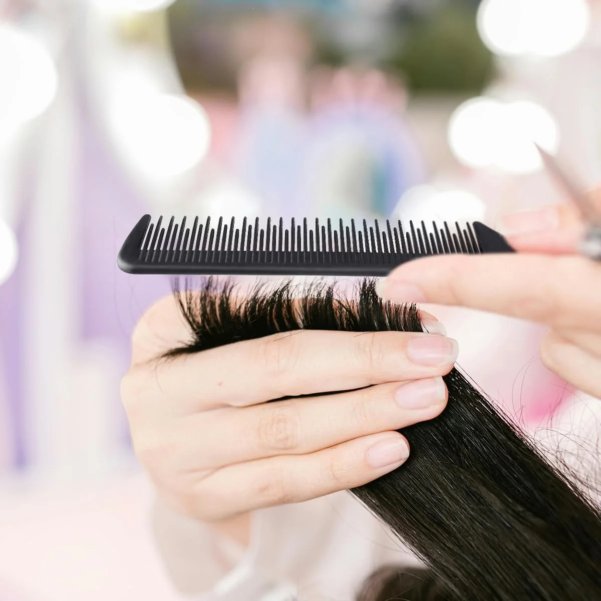 شانه دم موشی Tenalleys، بسته 2 عددی، شانه پوش دهنده مشکی برای تقسیم بندی، جدا کردن و حالت دادن به مو (دم فلزی استیل)