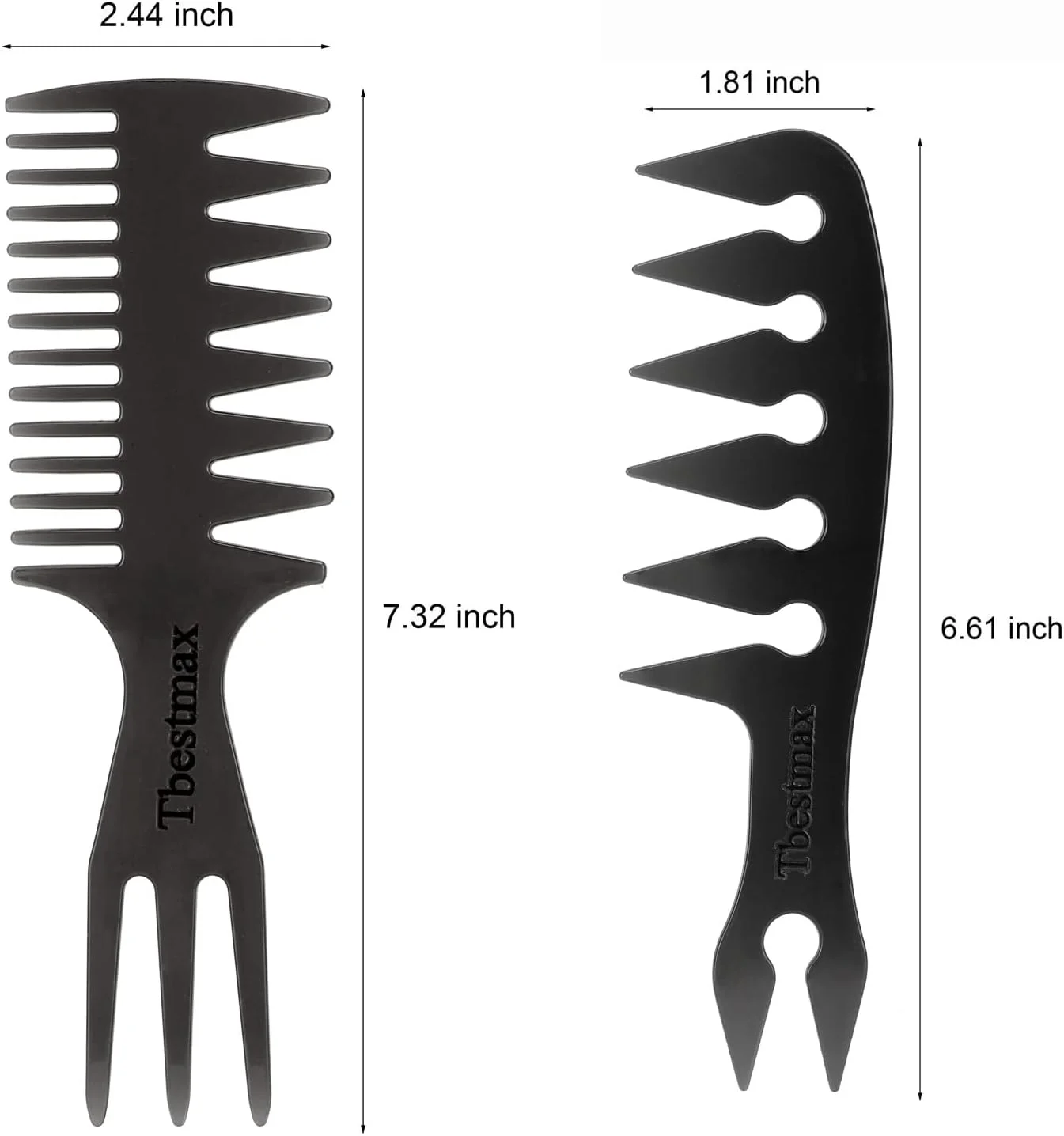 مجموعه شانه حالت دهنده مو Tbestmax شامل شانه‌های دم باریک، برس‌های دو طرفه، شانه دندانه پهن آفرو و برس موی مخصوص موهای آفریقایی-آمریکایی، مناسب برای آرایشگران
