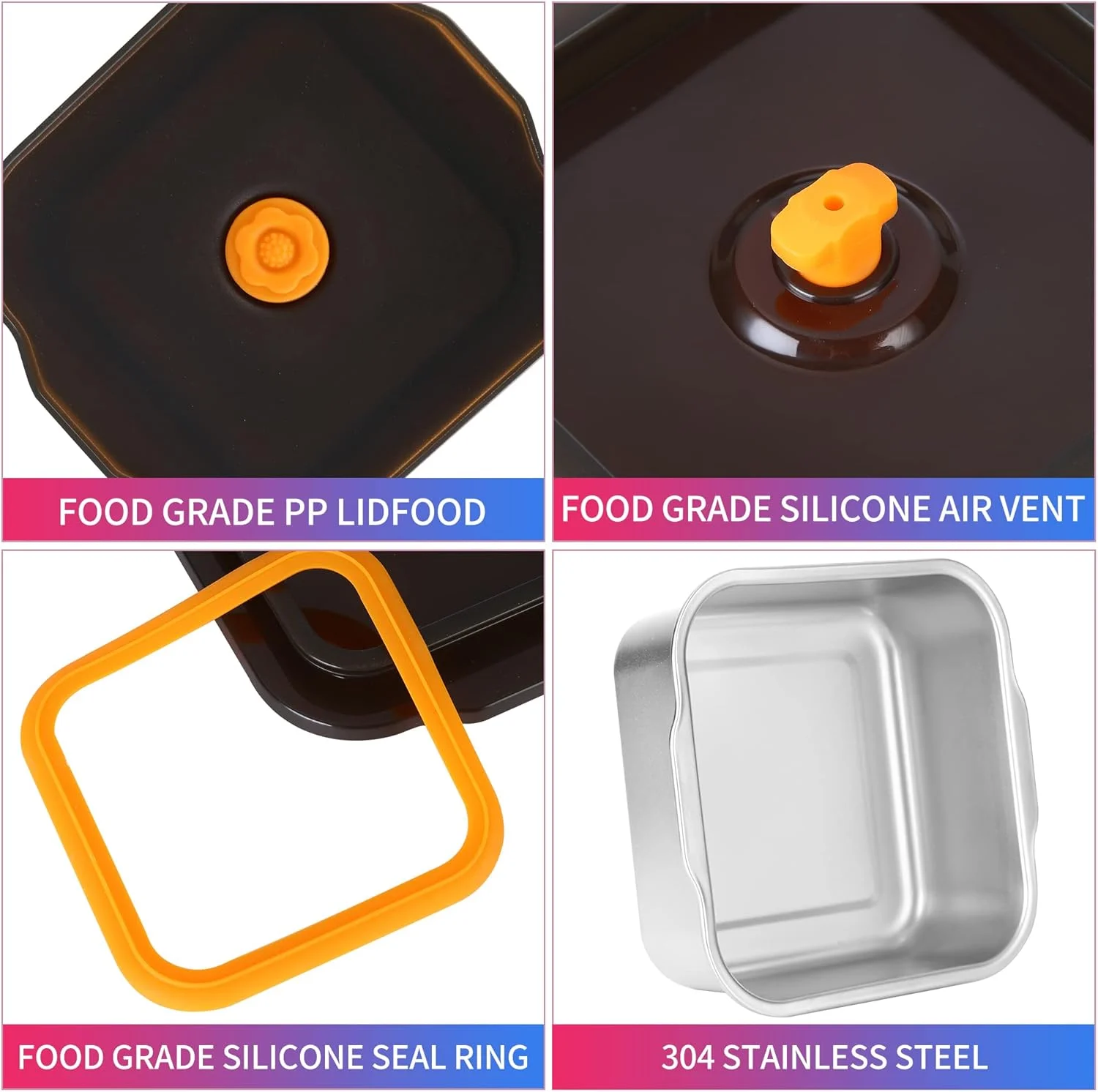 ظروف نگهداری مواد غذایی استیل ضد زنگ Misichao با درب - 1100 میلی لیتر، ضد نشت، قابل چیدن و محکم، ظروف فریزر بدون BPA، ظرف آماده سازی غذا فلزی قابل استفاده مجدد، جعبه ناهار بنتو، 3 عدد