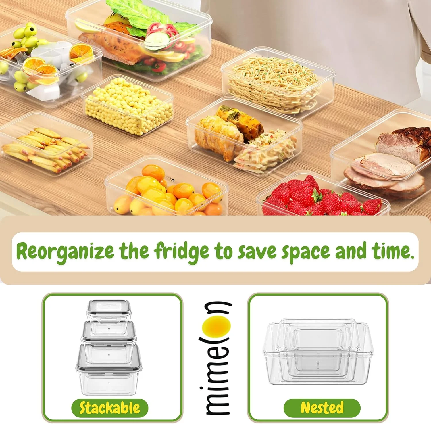 ظروف نگهداری مواد غذایی درب دار 48 عددی میملون (24 ظرف غذا و 24 درب) ظروف پلاستیکی آماده سازی غذا، سازمان دهنده و نگهداری آشپزخانه قابل استفاده مجدد، ظروف ناهار 100٪ ضد نشت