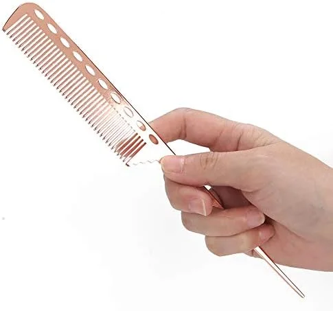 شانه دم باریک سالنی شانه موی دم موشی برای مردان و زنان شانه حالت دهنده حرفه ای آرایشگاه شانه فلزی آلومینیومی (رز قرمز)