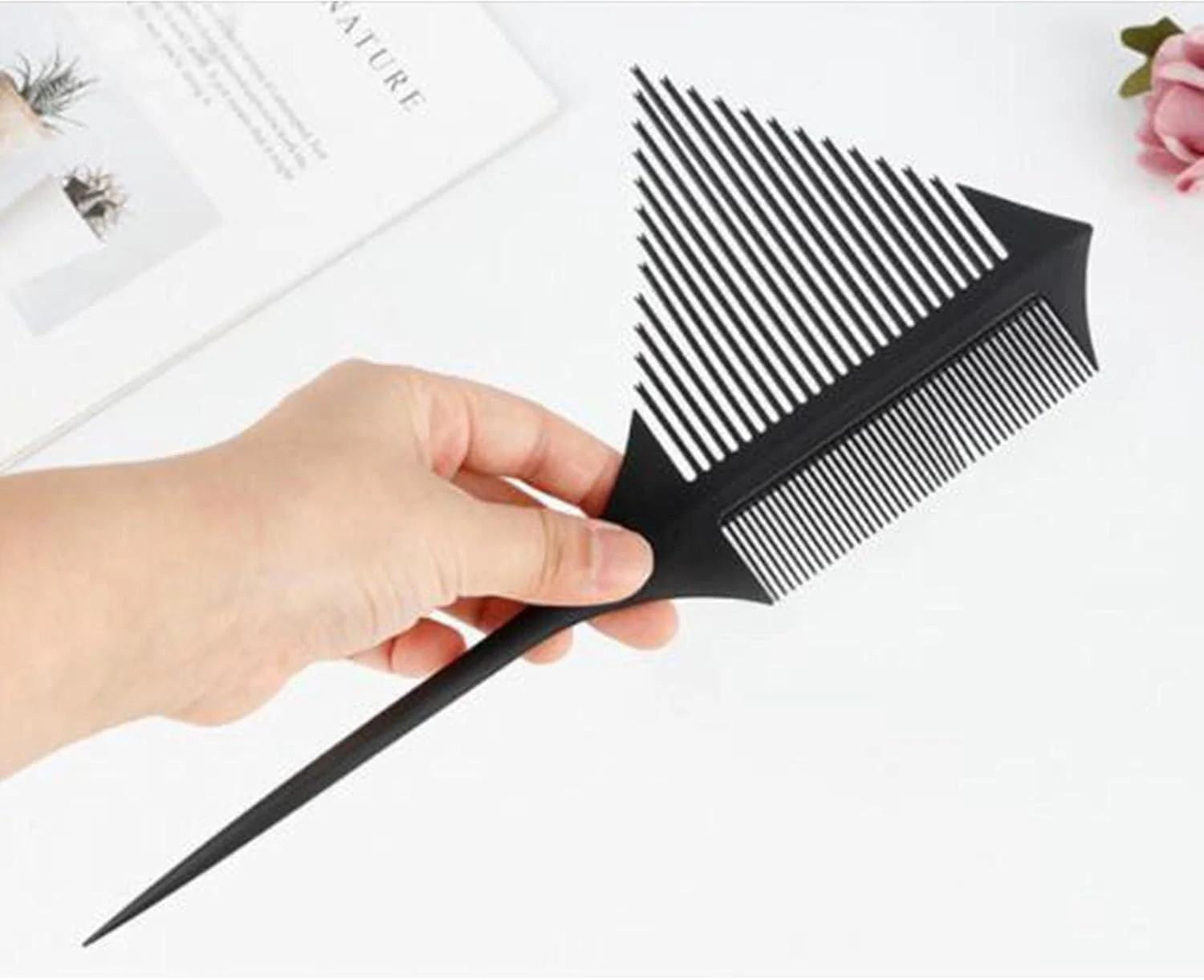 شانه دم موشی مقاوم در برابر حرارت T.O.G برای زنان و مردان، ابزار تقسیم و حالت دهی مو، مشکی