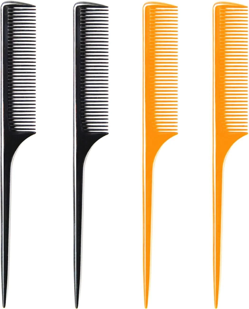 لوکسی (4 عددی) شانه دم موشی مقاوم 9.25 اینچی، شانه مو دندانه ریز با دسته نازک و بلند (مشکی و قهوه ای)