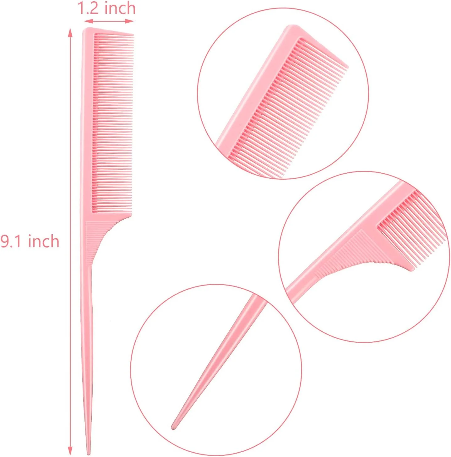 مجموعه 3 عددی شانه دم موشی Leinuosen، شانه دم موشی فیبر کربنی، مقاوم در برابر حرارت، ضد الکتریسیته ساکن، مناسب برای حالت دادن به مو، حجم دادن و پوش دادن مو (بنفش)
