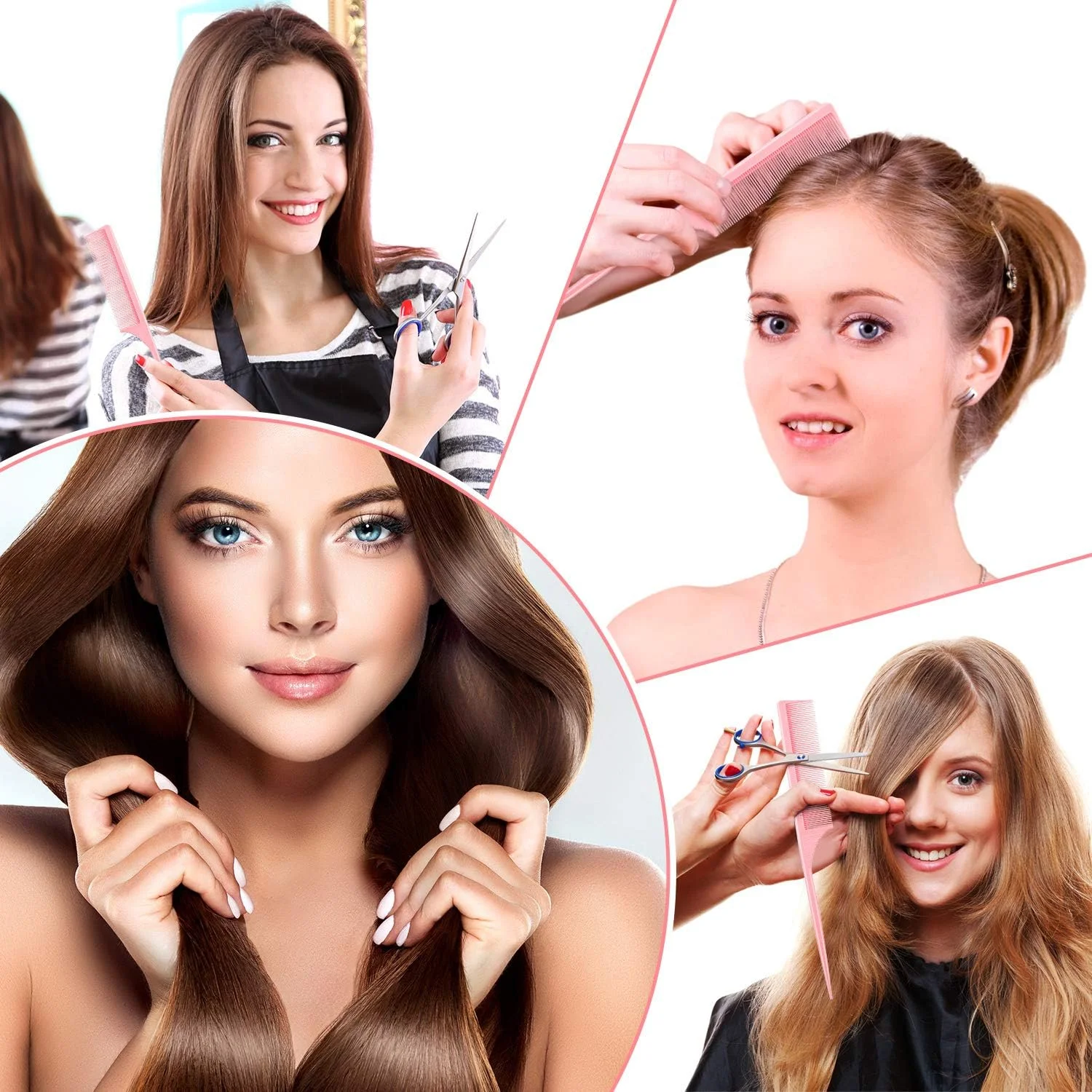 مجموعه 3 عددی شانه دم موشی Leinuosen، شانه دم موشی فیبر کربنی، مقاوم در برابر حرارت، ضد الکتریسیته ساکن، مناسب برای حالت دادن به مو، حجم دادن و پوش دادن مو (بنفش)