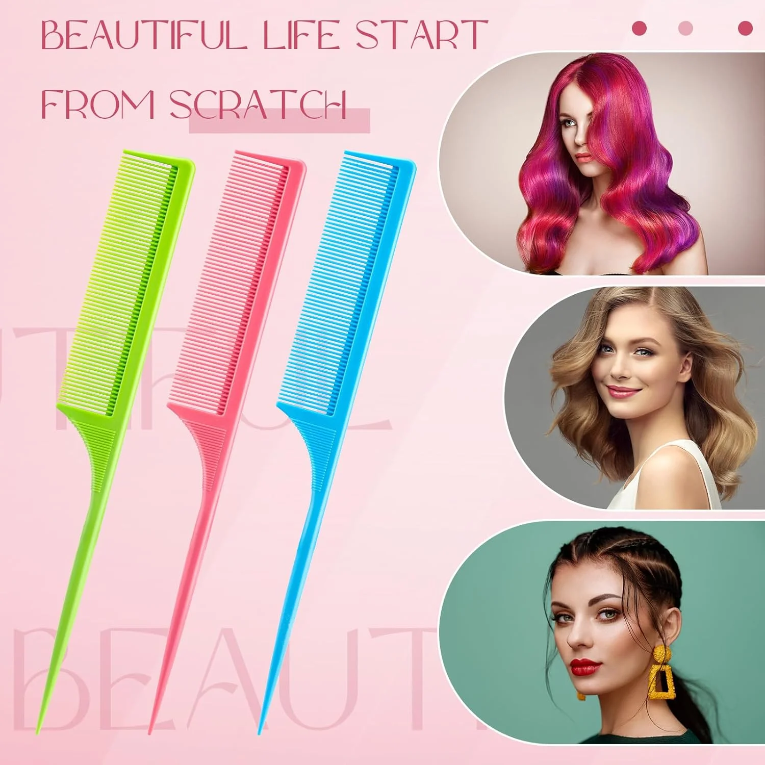 مجموعه 3 عددی شانه دم باریک Leinuosen، شانه حالت دهنده دم موشی فیبر کربنی، مقاوم در برابر حرارت، ضد الکتریسیته ساکن، مناسب برای پوش دادن مو، حجم دهی و حالت دادن به مو (سبز، صورتی، آبی) مجموعه 3 عددی شانه دم باریک Leinuosen، شانه حالت دهنده دم موشی فیبر کربنی، مقاوم در برابر حرارت، ضد الکتریسیته ساکن، مناسب برای پوش دادن مو، حجم دهی و حالت دادن به مو (سبز، صورتی، آبی)