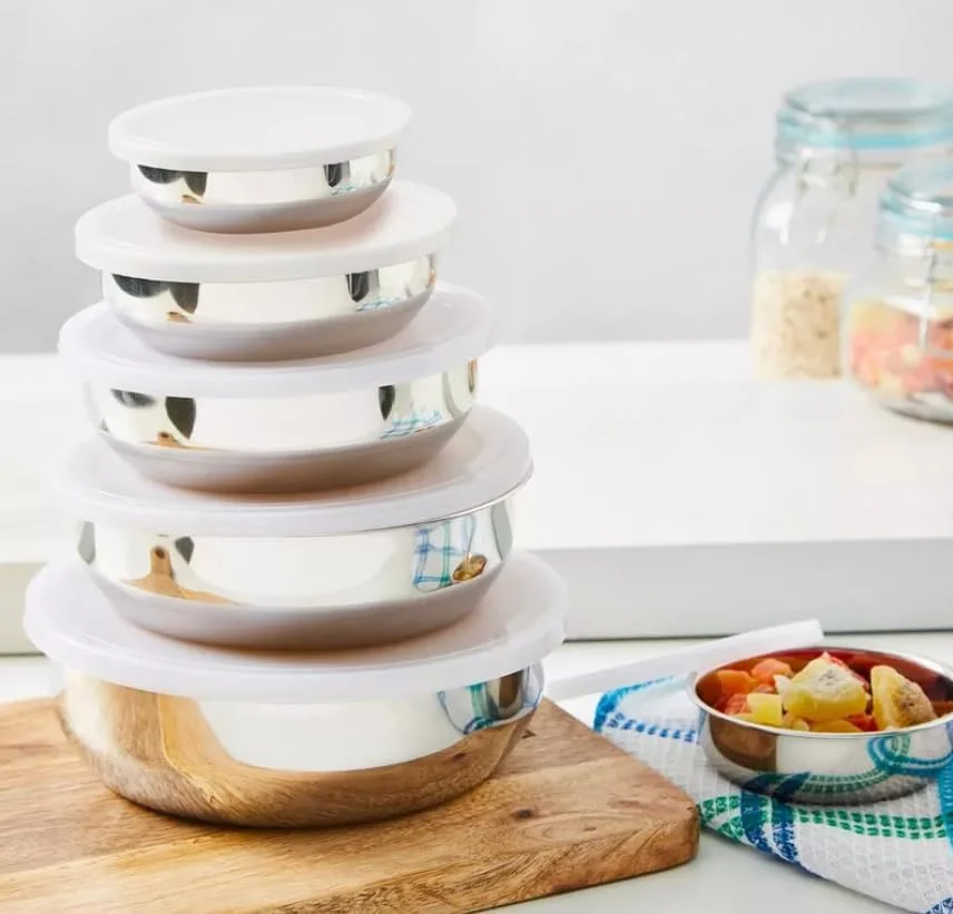 ست 5 تکه کاسه استیل ضد زنگ برای نگهداری مواد غذایی