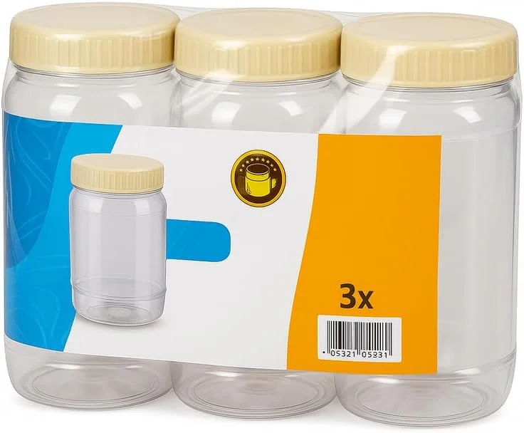 ست ظروف پلاستیکی فیتو، 1500 میلی لیتر، 3 تکه، ظروف شفاف با درب برای سازماندهی آشپزخانه و انبار