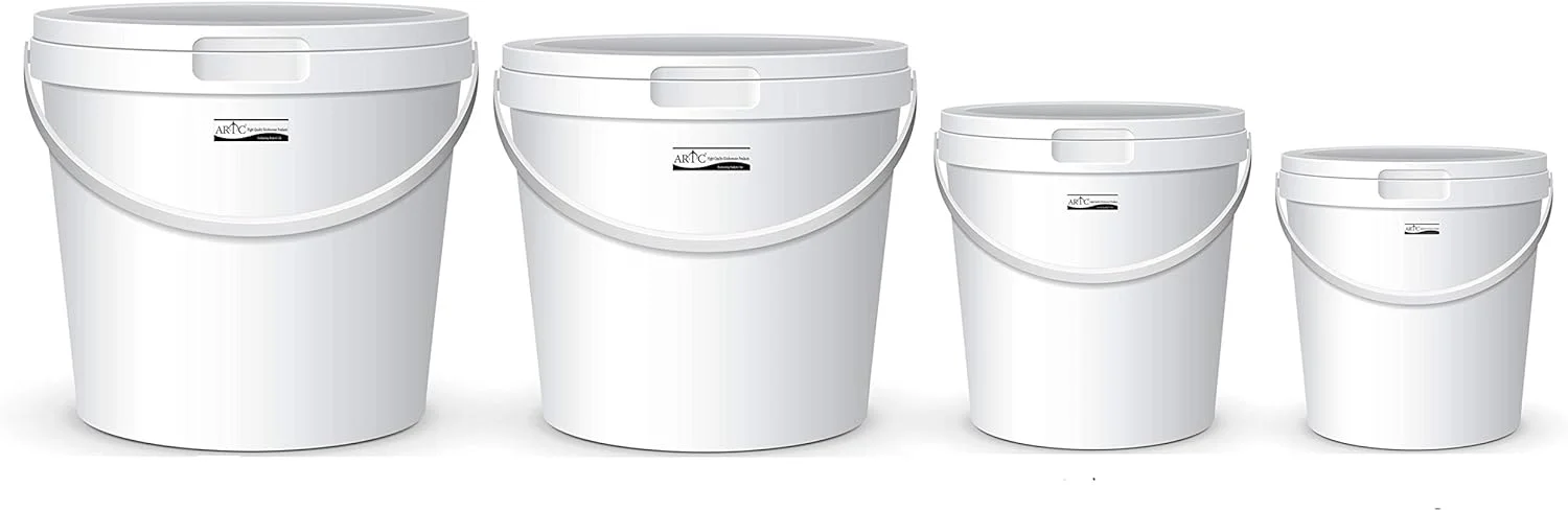 ست ۴ عددی سطل پلاستیکی سفید Artc با درب، مناسب برای ماست و مصارف گوناگون