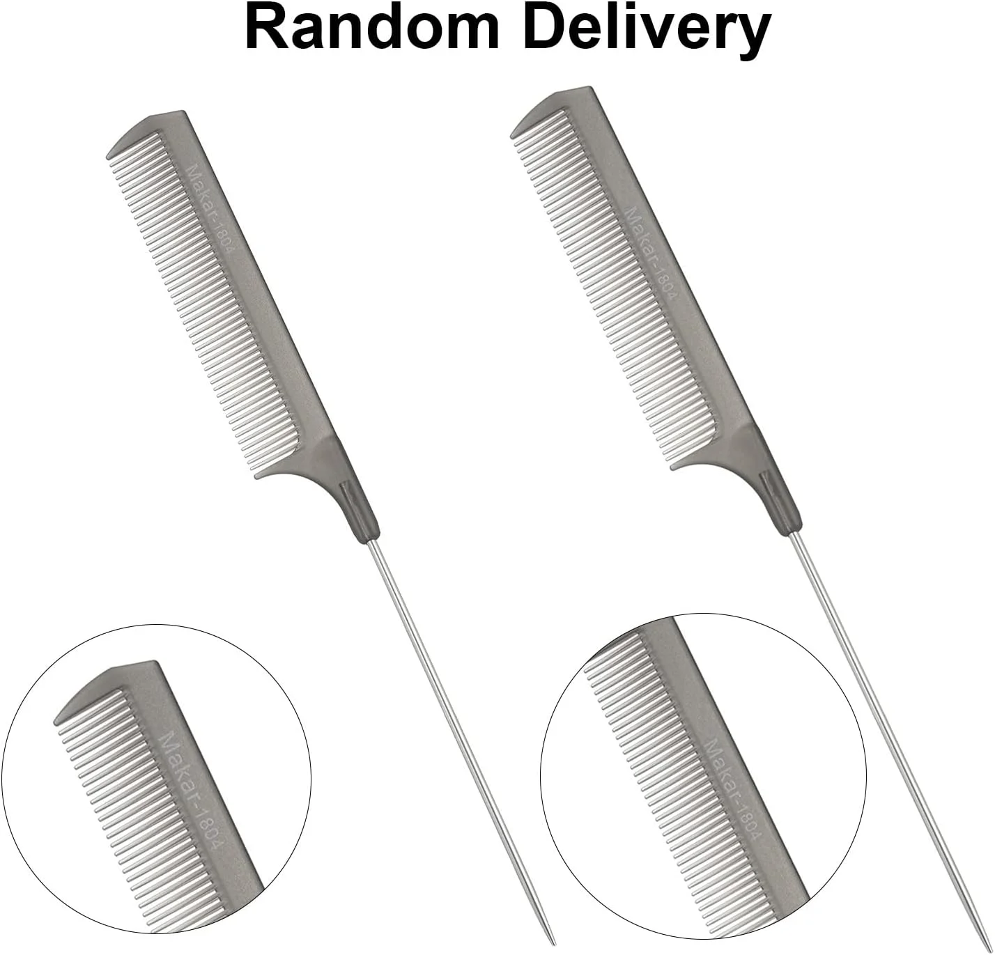 شانه دم موشی مشکی دندانه ریز با پین فلزی برای آرایشگری و حالت دادن به مو، برس اضافه شونده برای باز کردن گره مو