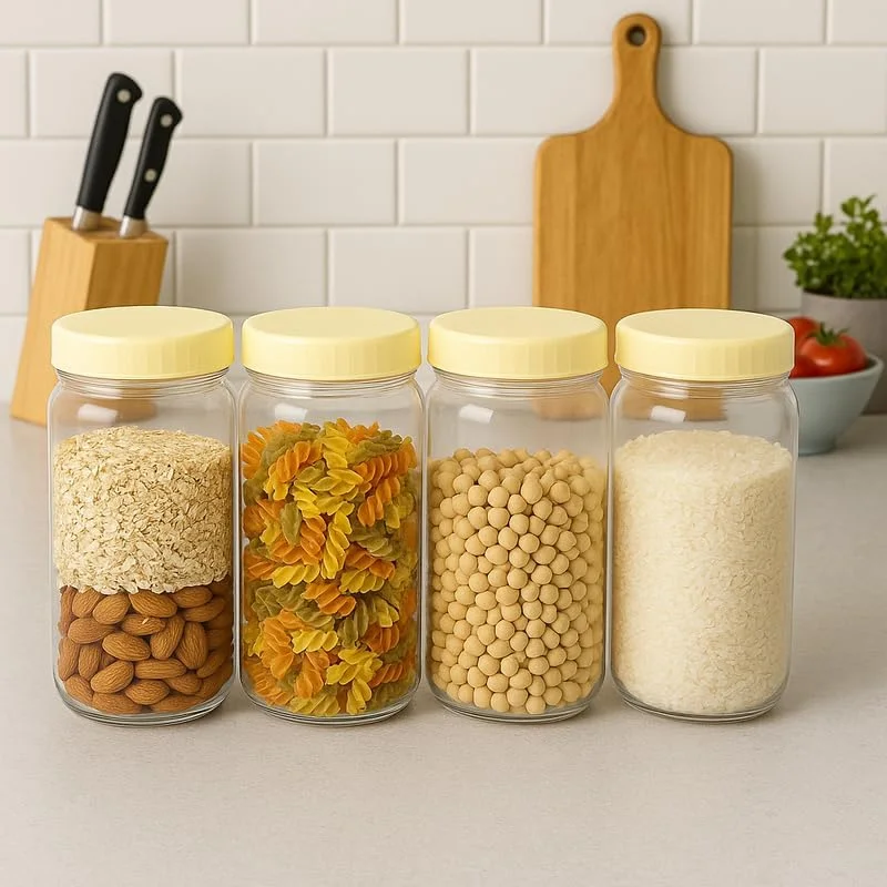 ست 6 عددی ظروف پلاستیکی شفاف فیتو PET با حجم 1000 میلی لیتر، مناسب برای نگهداری مواد غذایی در آشپزخانه و کابینت