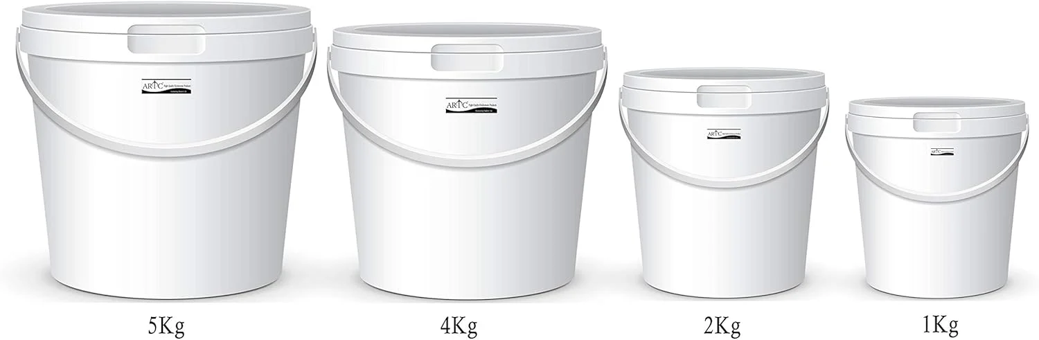 ست ۴ عددی سطل پلاستیکی سفید Artc با درب، مناسب برای ماست و مصارف گوناگون