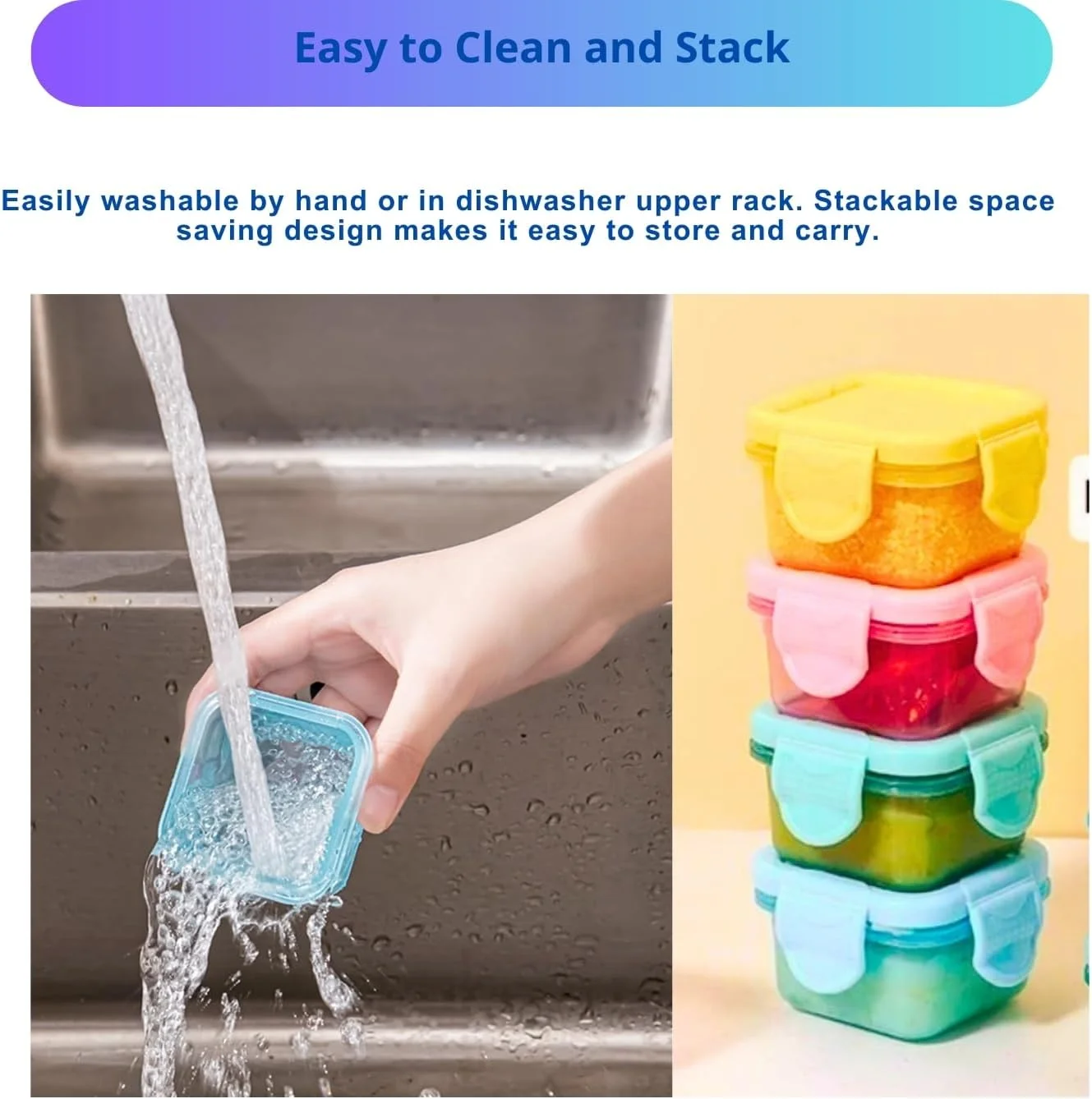 ظروف نگهدارنده مینی پلاستیکی قابل استفاده مجدد VIO® بسته 6 عددی، جعبه کوچک برای آجیل، دانه ها، میوه خشک، تنقلات، ترشی، سس، ماست، پوره غذای کودک برای نوزادان، کودکان، بزرگسالان، مدرسه، دفتر کار، 60 میلی لیتر