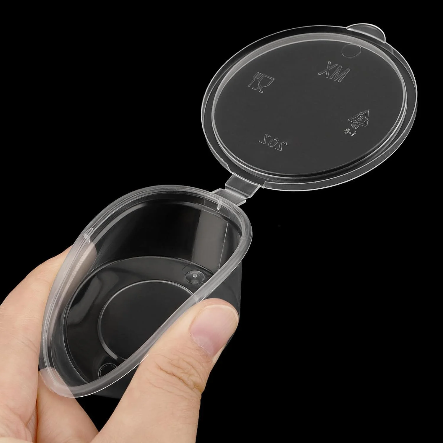 100 عدد ظرف چاشنی پلاستیکی 50 میلی لیتری، فنجان های یکبار مصرف با درب، ظروف کوچک نگهداری مواد غذایی، برای سس ها، نمونه ها، رنگ های صنایع دستی