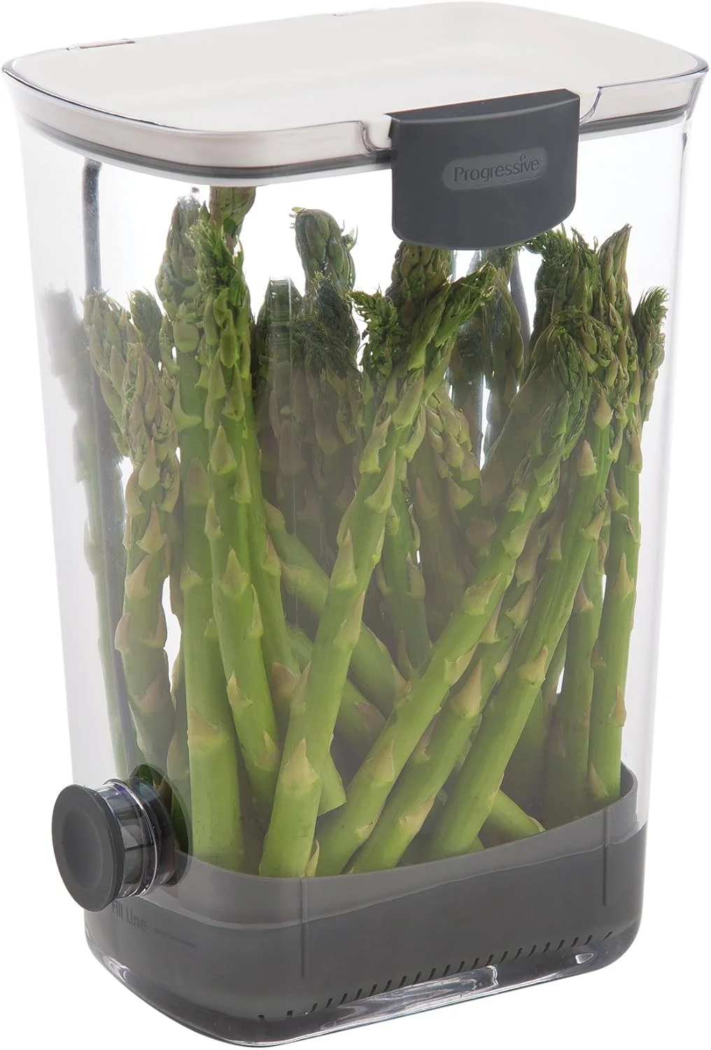 نگهدارنده سبزیجات پروگریسیو اینترنشنال مدل PKS-930، پلاستیکی بدون BPA، دارای درپوش تخلیه سیلیکونی قابل جابجایی، 1 عدد، سفید