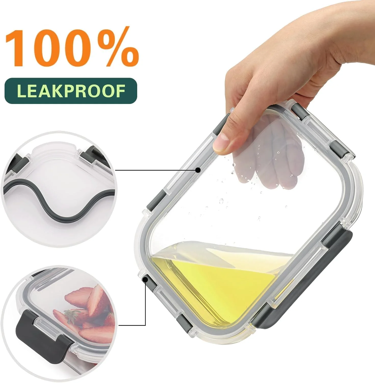 ظروف نگهداری غذا 10 عددی Purfex، ظرف شیشه ای 650 میلی لیتری با درب های قفل دار ضد نشت، ظروف شیشه ای هواگیر، بدون BPA، مناسب برای نگهداری در آشپزخانه، مایکروویو، فریزر و ماشین ظرفشویی