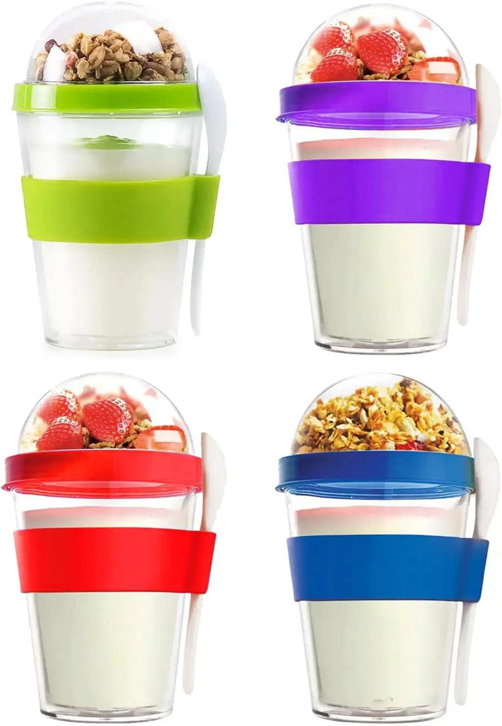 ظرف جو دوسر پرمایف، 4 عدد لیوان پارفه دو جداره با درب و قاشق، 450 میلی لیتر، ظروف پلاستیکی قابل استفاده مجدد برای ماست/صبحانه در حال حرکت، ظرف شیر/صبحانه بلغور جو دوسر/لیوان اسموتی ظرف جو دوسر پرمایف، 4 عدد لیوان پارفه دو جداره با درب و قاشق، 450 میلی لیتر، ظروف پلاستیکی قابل استفاده مجدد برای ماست/صبحانه در حال حرکت، ظرف شیر/صبحانه بلغور جو دوسر/لیوان اسموتی