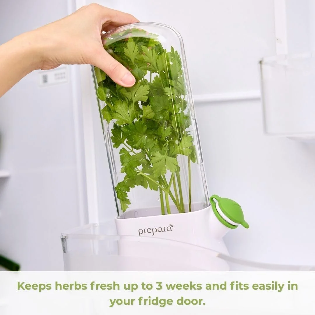 نگهدارنده سبزیجات پرپرا Herb Saver، بهترین نگهدارنده برای تازه ترین محصولات - نوآوری کارآمد، 15.7 x 7.3 x 27.1 سانتی متر PP07-HSEWH